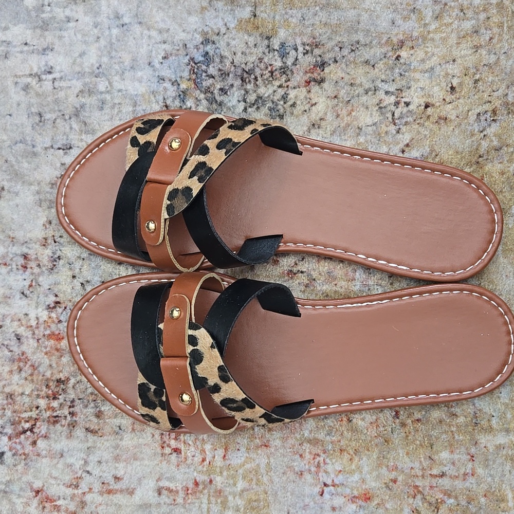 Black/leopard  slipper Size39